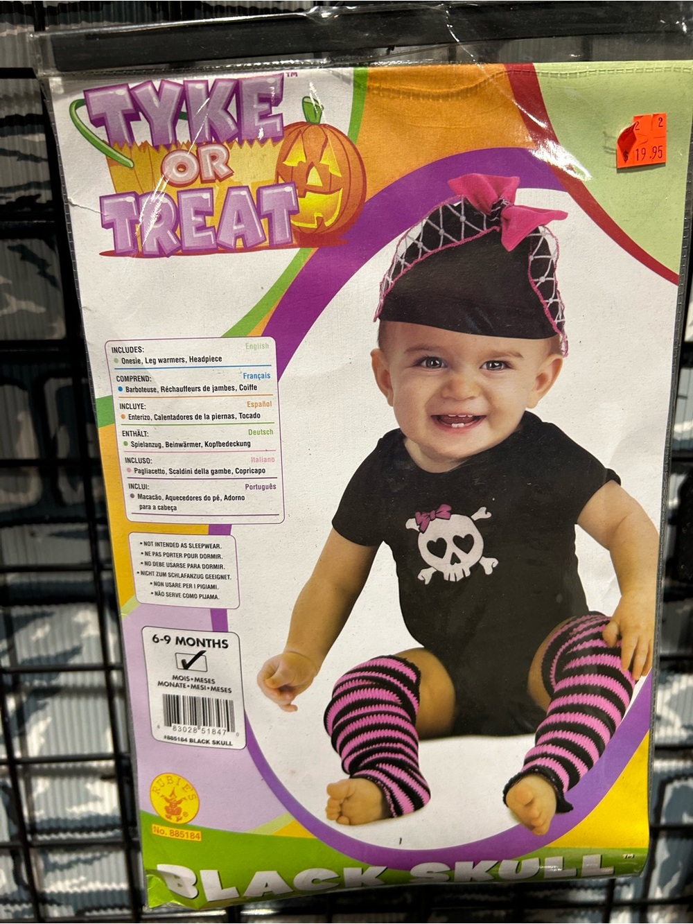Rubie's Tyke or Treat Black Skull Costume 6-9 Months